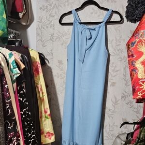 Elegant Blue Sleeveless Dress